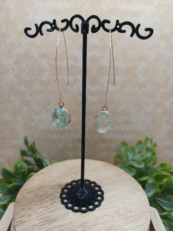 Green Druzy Drop Style Earrings