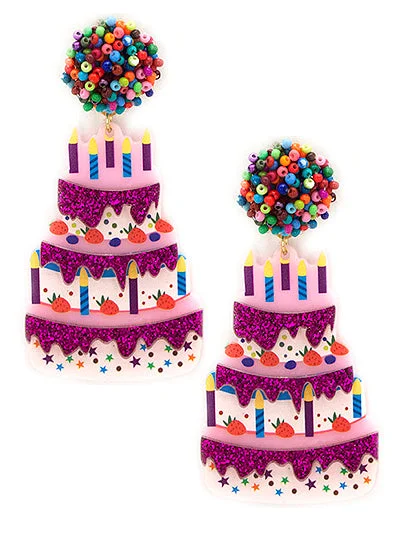 Birthday Cake Beaded Earrings