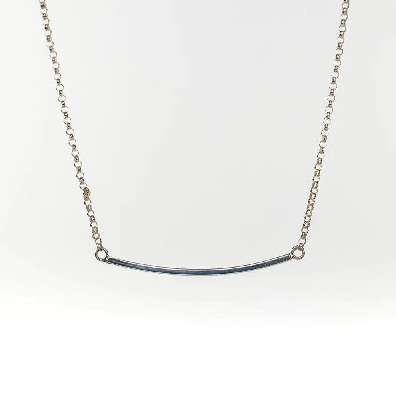 Silver Curved Bar Necklace