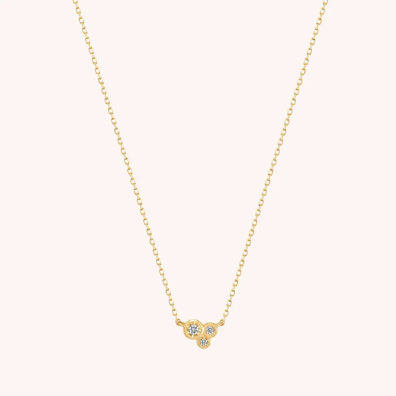 14K Solid Gold Trio Solitaire Diamond Necklace