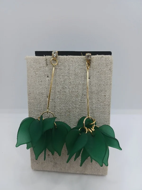 Green Flower Petal Earrings