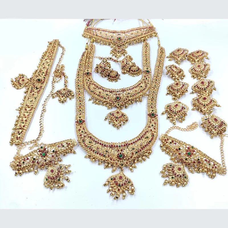 Pooja Bangles Gold Plated Pota Stone And Pearls Bridal Set