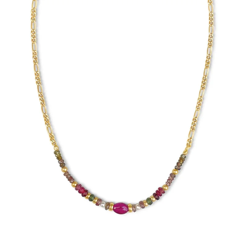 Tourmaline Beaded Figaro Necklace