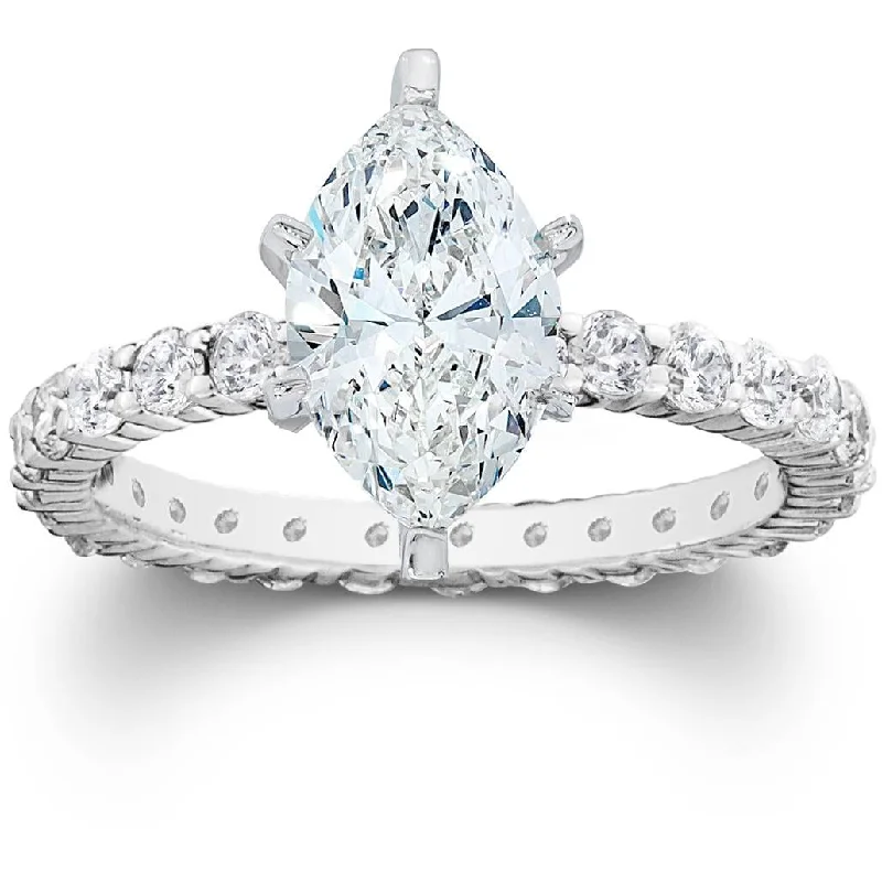 2 1/2Ct Marquise Lab Grown Diamond Engagement Eternity Ring