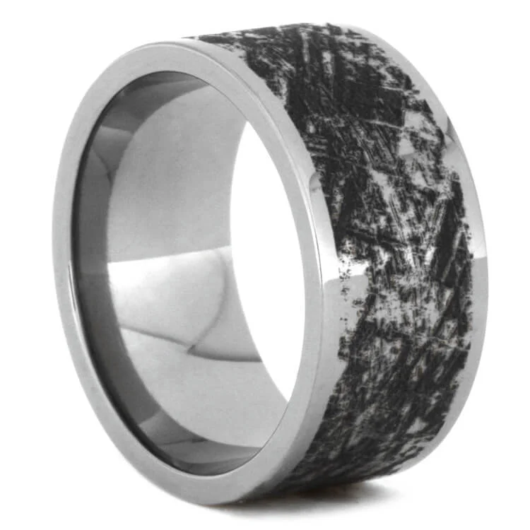 Mimetic Meteorite Engraved Titanium Ring