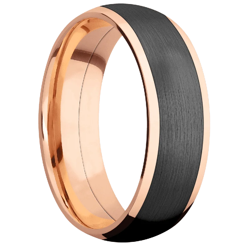 14K Rose Gold with Polish Finish and Zirconium Inlay