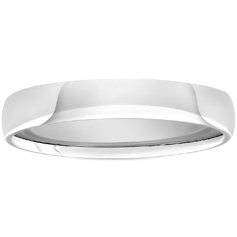 Pompeii3 950 Platinum Plain High Polished Ring 4mm dome Comfort Fit Wedding Band - White