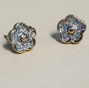 Flower Iridescent Glitter Earrings