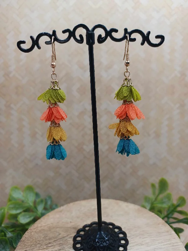 Multicolored Flower Tassel Earrings