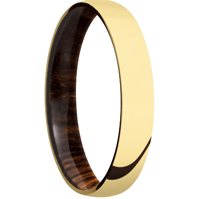 14K Yellow Gold with Polish Finish and Cocobolo