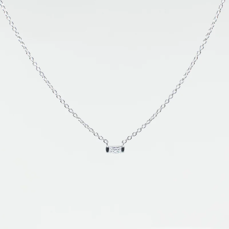 Silver Rectangle CZ Necklace