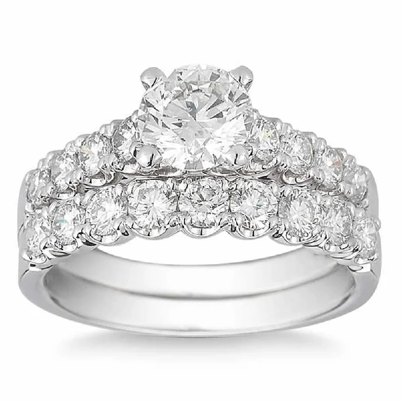 3 1/2 Ct Diamond Engagement Wedding Ring Set White Gold