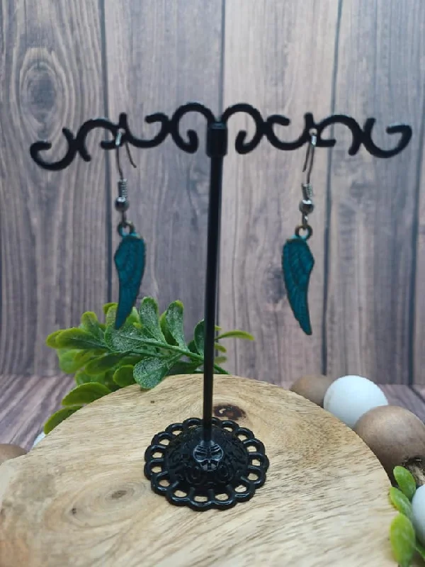 Oxidized Feather Style Earrings