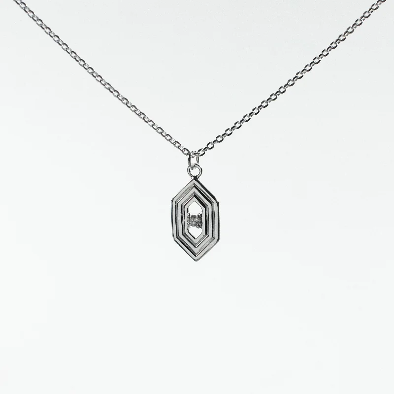 Silver Hexagon Shaped Necklace