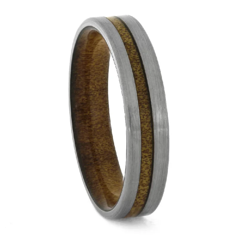 Kauri Wood Wedding Band in Brushed Titanium