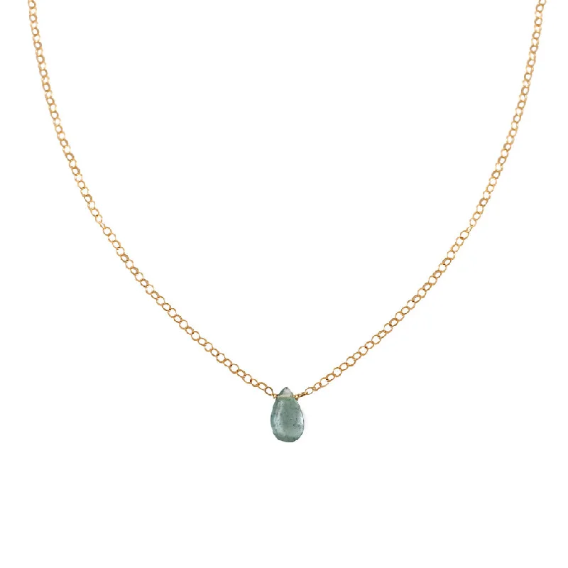 Short Gemstone Necklace - Moss Aquamarine