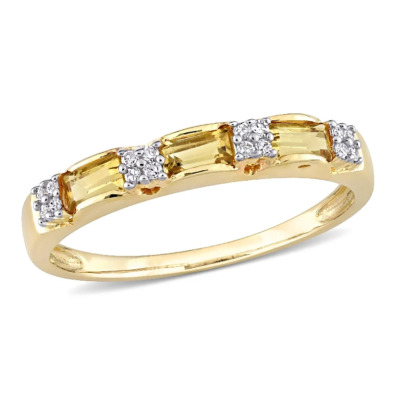 Miadora 10k Yellow Gold Baguette-cut Citrine & Diamond Accent Stackable Eternity Wedding Band Ring