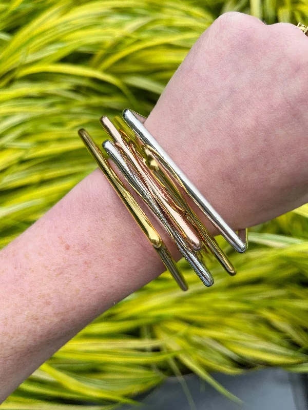 White Gold Geometric Square Bangle