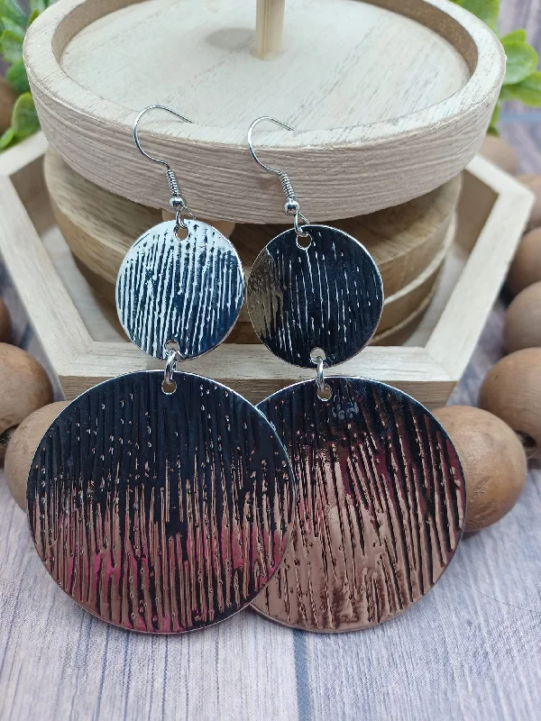 Silver Textured Circle Earrings