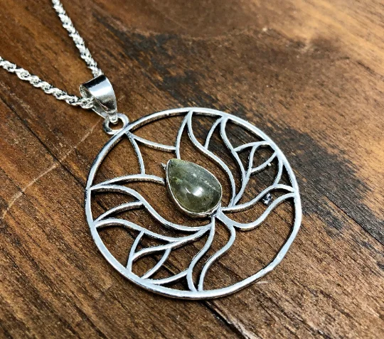 Labradorite Lotus Necklace