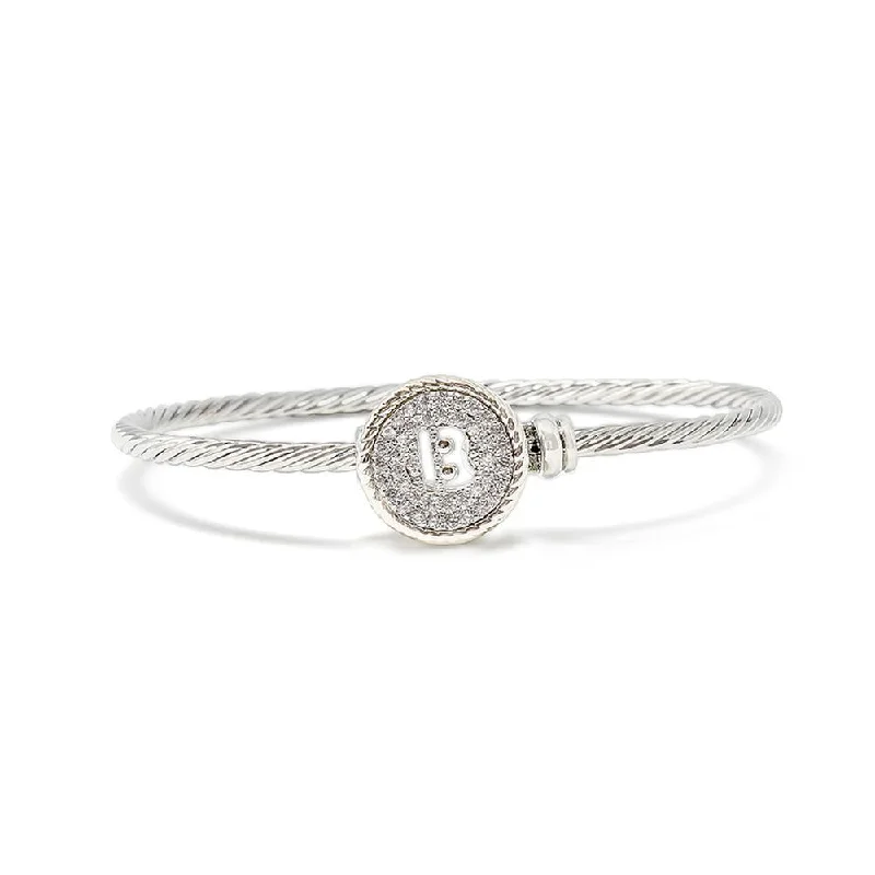 Two Tone Wire Hook Bangle CZ -B