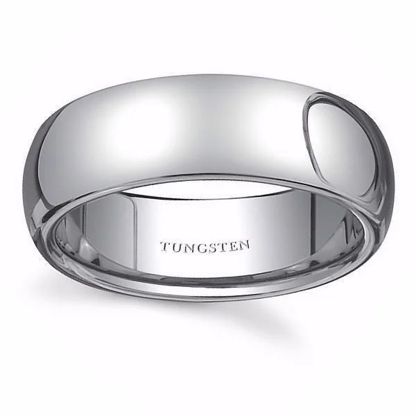 Keaton: 8mm Comfort Fit Domed Tungsten Carbide Unisex Wedding Band