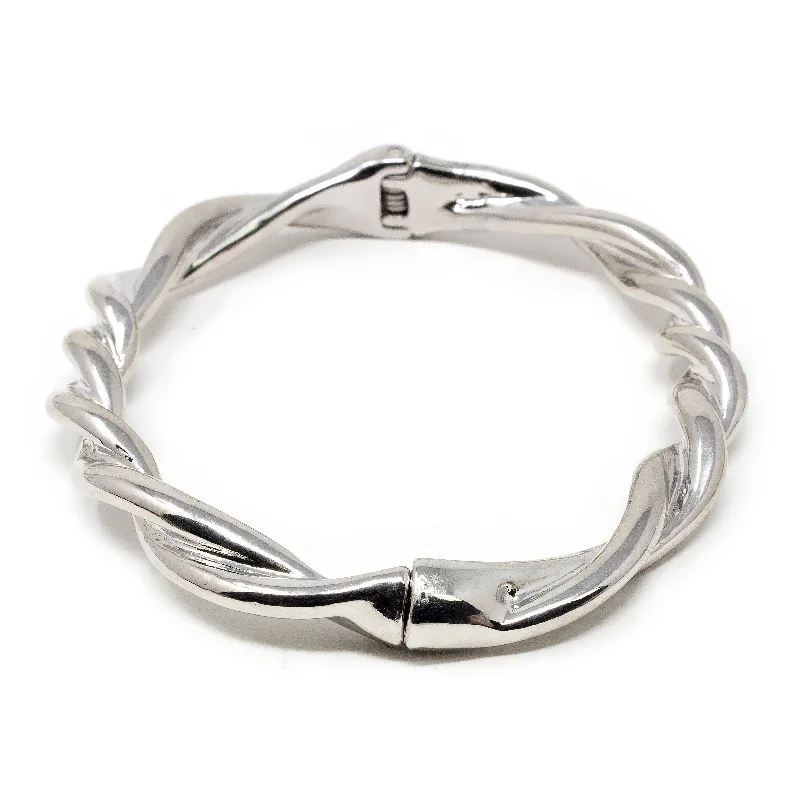 Two Strings Twisted Bangle Rhodium Plated