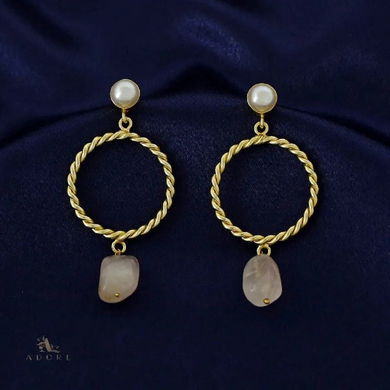 Lina Pearl Twisted Circle Earring