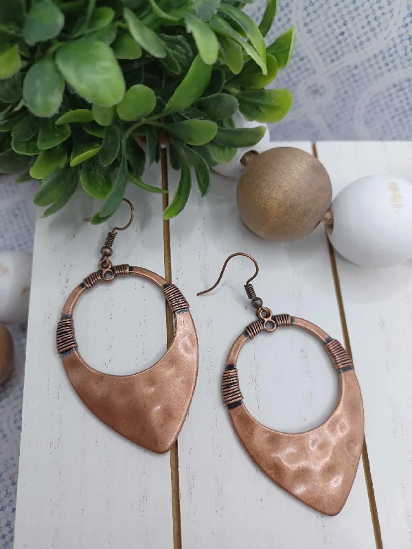 Copper Hammered Texture Earrings