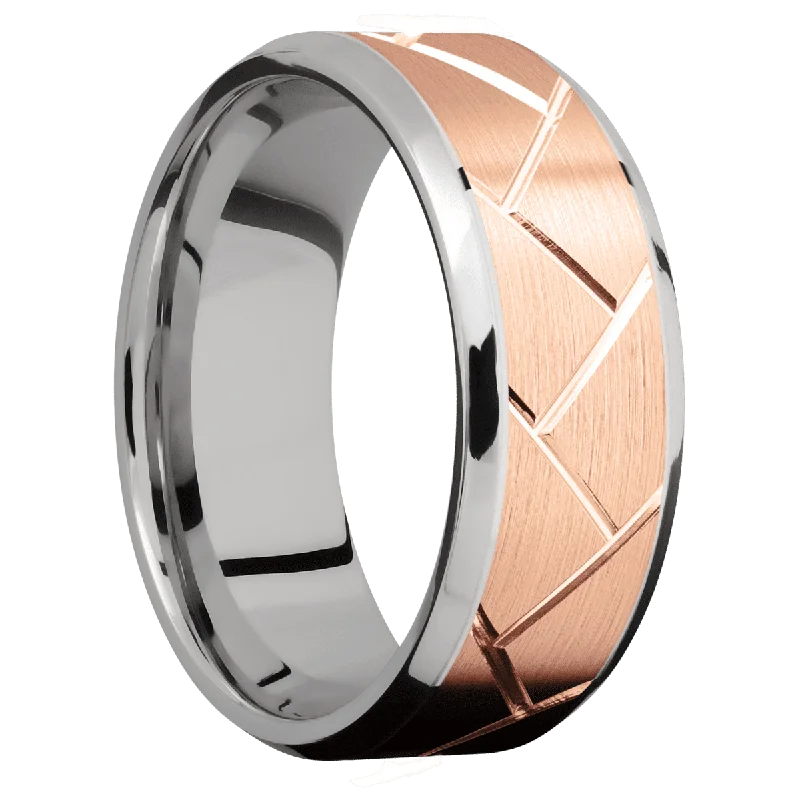 14K White Gold with Polish , Polish Finish and 14K Rose Gold Inlay