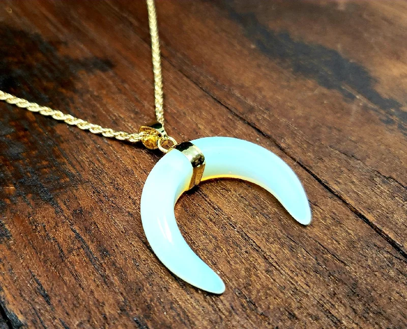 Gold Opalite Horn Necklace