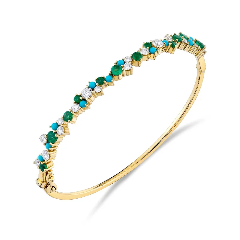 Gold & Diamond Tri Stone Cocktail Bangle