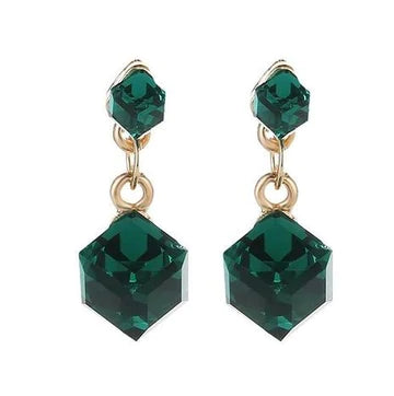 Green Cubed Acrylic Earrings