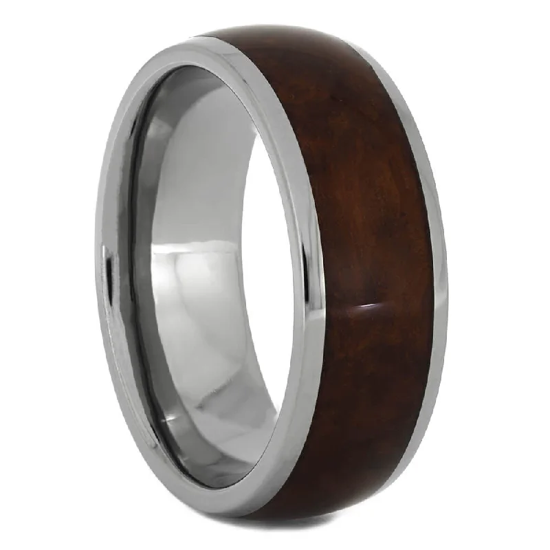 Amboyna Wood Wedding Band in Titanium