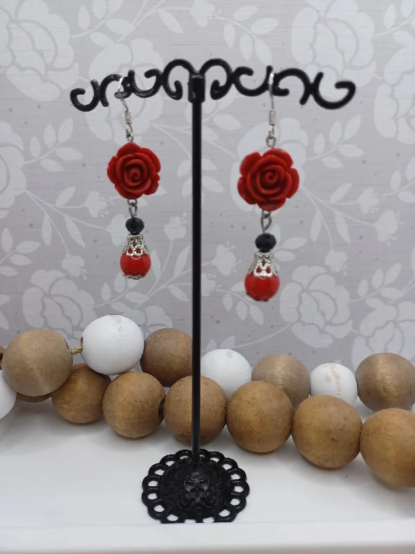 Red Rose Earrings