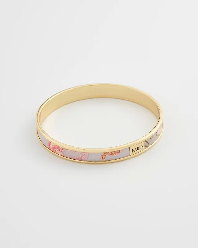 Whispering Sands Printed Gold Plated Bangle -Blue