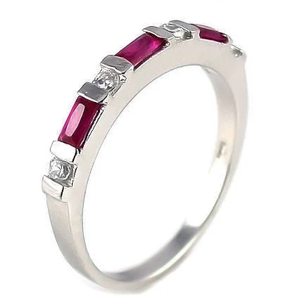 Loretta: 0.72ct Burmese Ruby & Ice on Fire CZ Stackable Band Ring