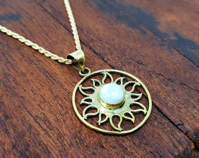 Moonstone Sacred Sun Necklace