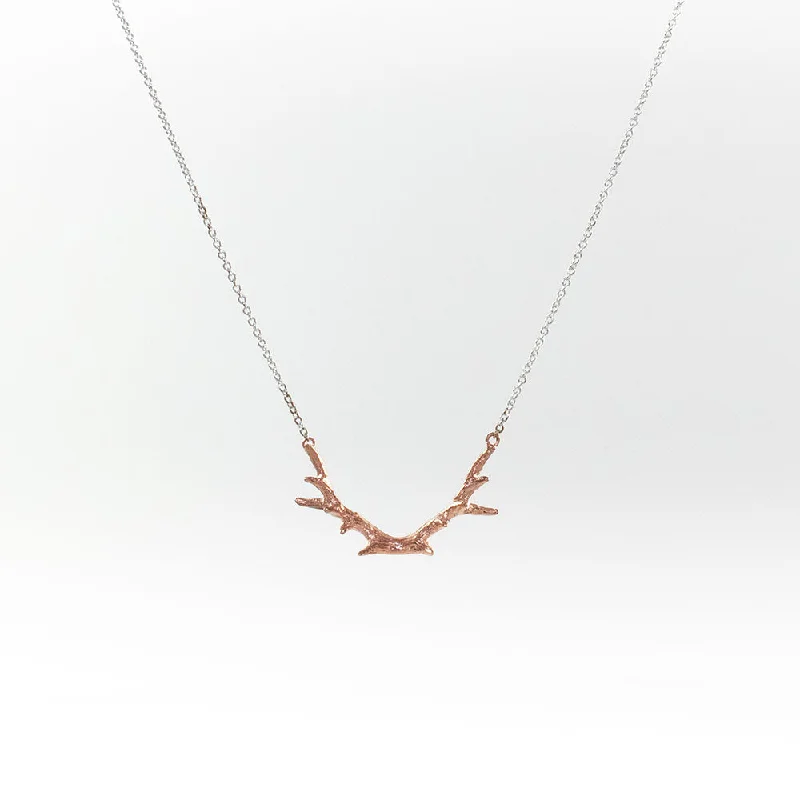 Tiny Rose Gold Vermeil Antler Necklace