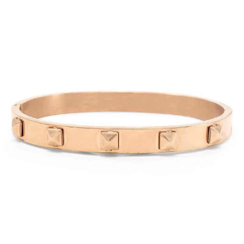 Stainless Steel Pyramid Stud Bangle Rose Gold Plated