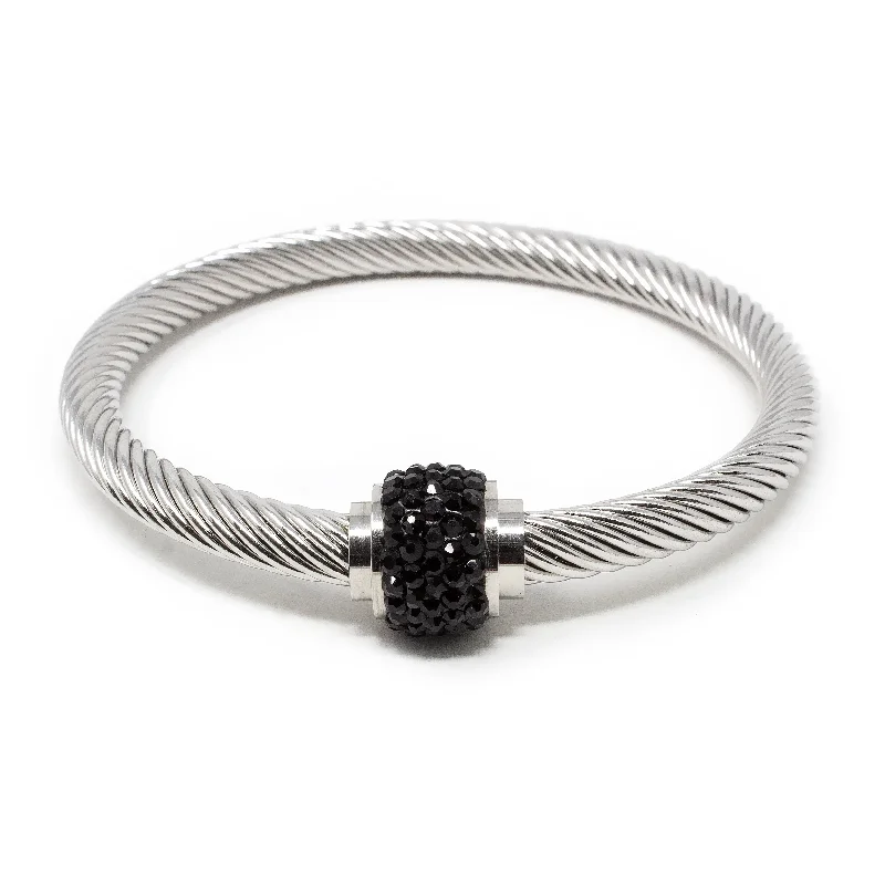 Stainless Steel Bangle Marcasite Closure