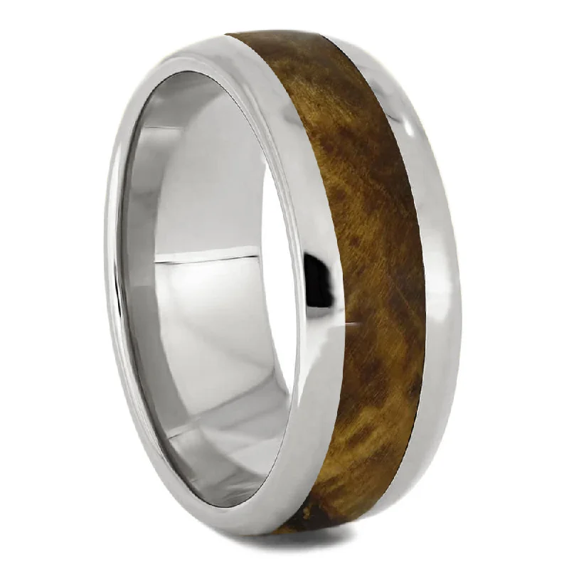 Black Ash Burl Wood Ring in Titanium