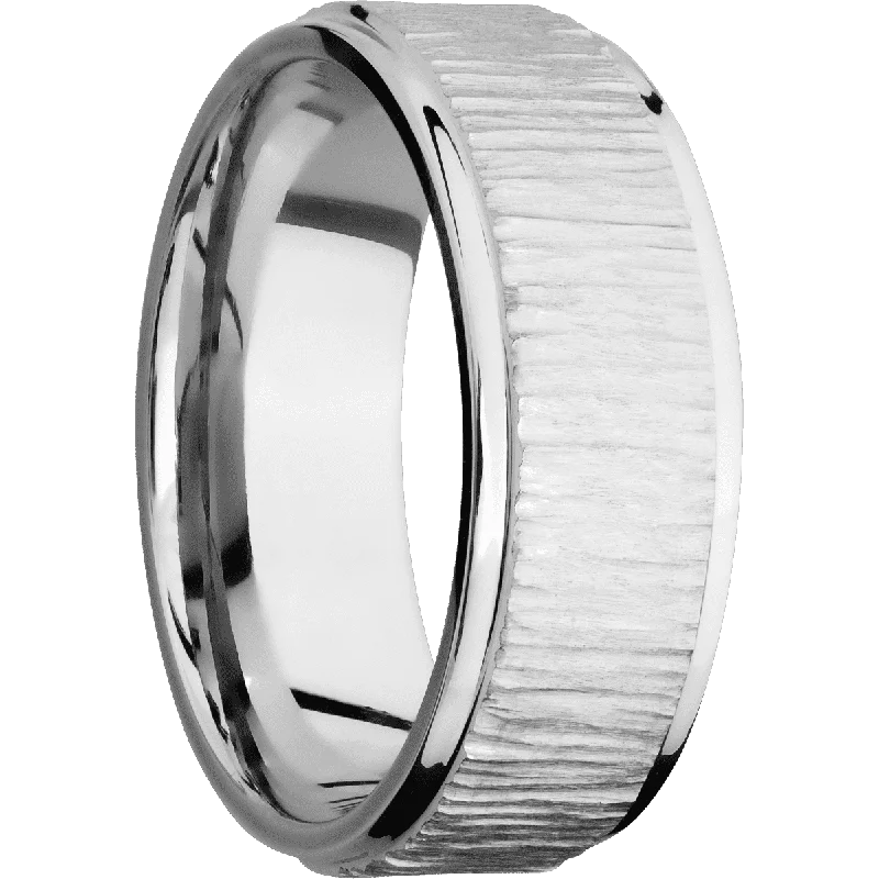 14K White Gold with Treebark1 , Polish Finish