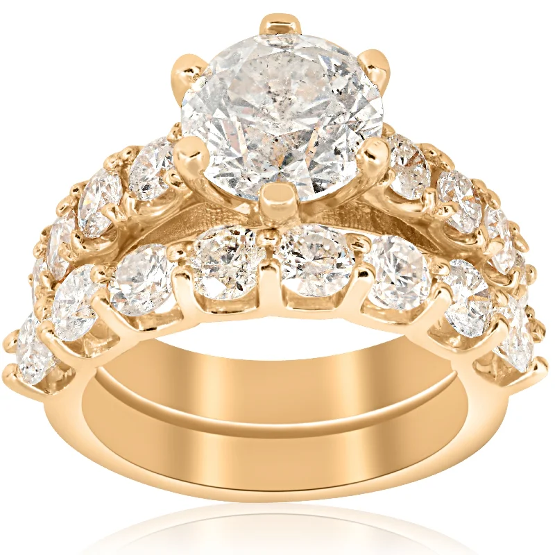 6 cttw Diamond Engagement Matching Wedding Ring Yellow Gold