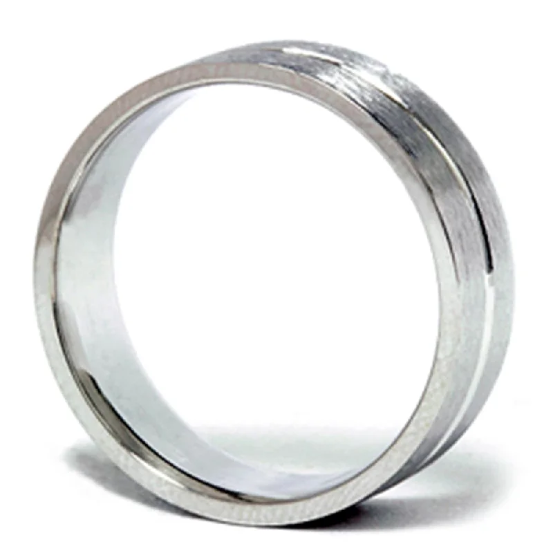 6MM Channel Brushed Wedding Band 950 Platinum