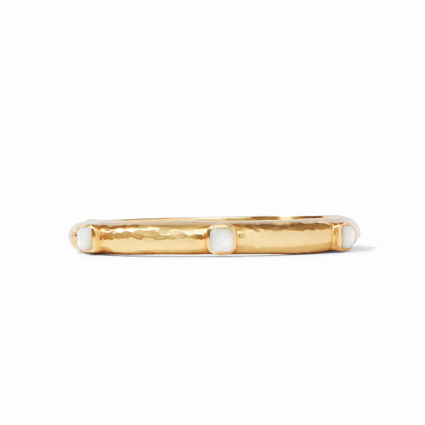 Julie Vos | Catalina Hinge Bangle with Mother of Pearl Stones in Gold