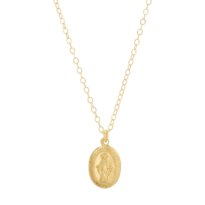 Tiny Oval Mary Medallion Necklace