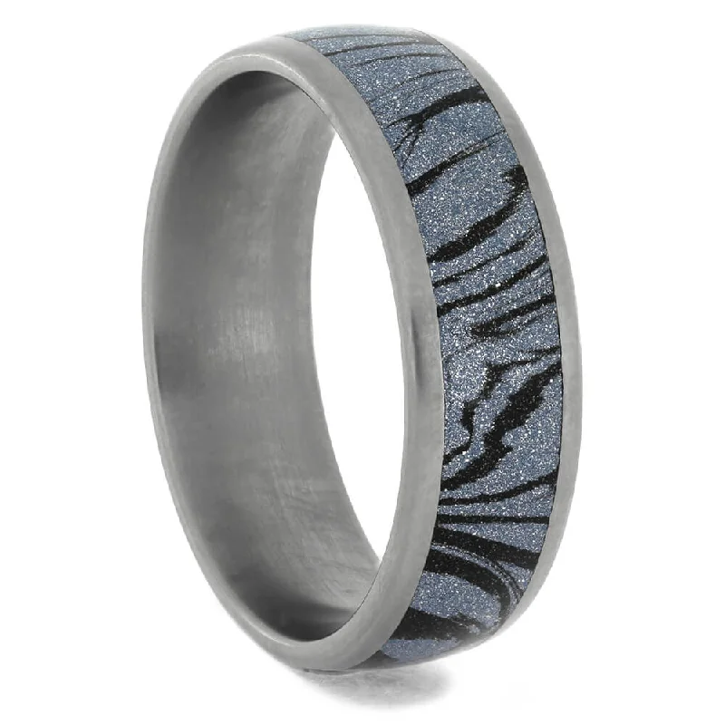 Cobaltium Mokume Men's Wedding Band in Titanium