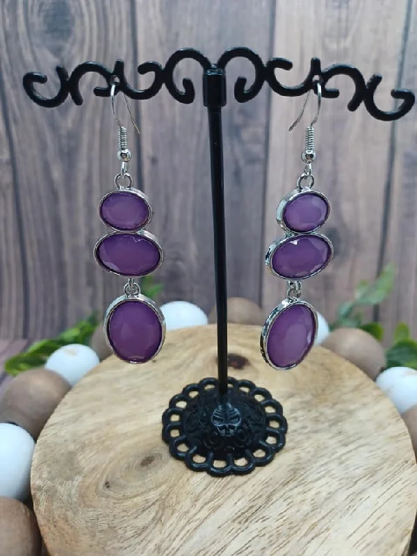 Silver Earrings w/ Purple Stones