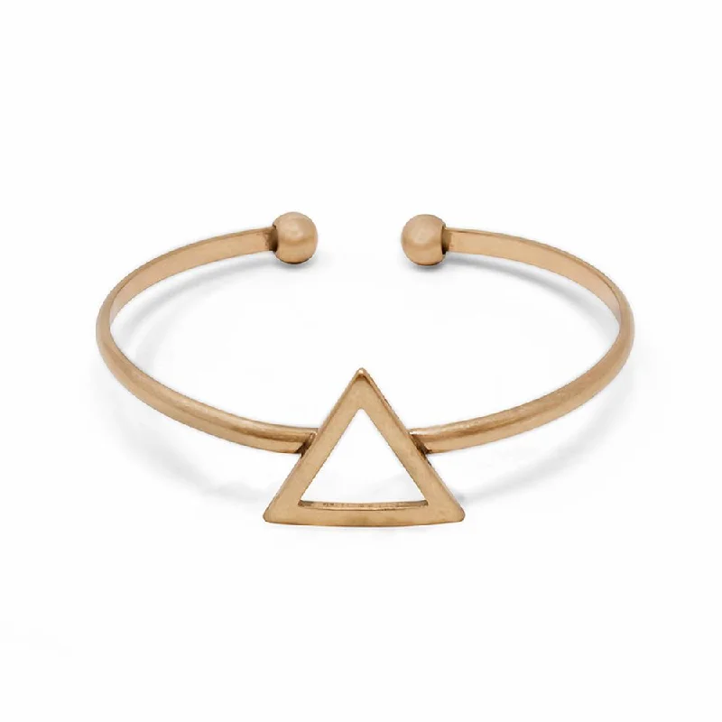 Geometric Bangle-Triangle Antique Gold Tone